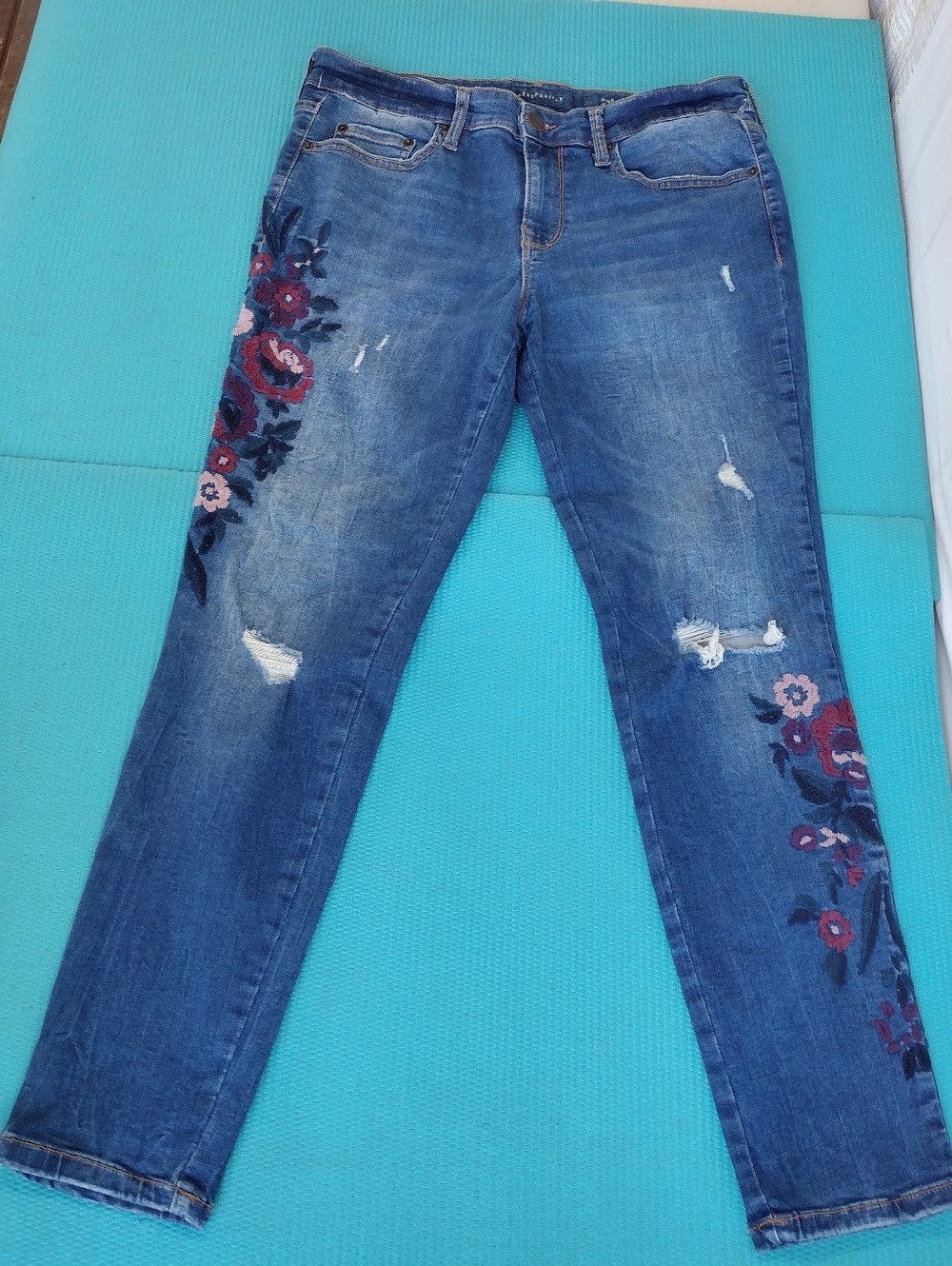 Aeropostale Womens Skinny Ankle Jegging Jeans Embroidered Floral Sz 10